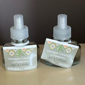 Two New Yankee Candle Olive & Cypress Scented Plug In Refills